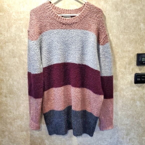 Silverflint Sweaters - Silverflint Alpaca Wool Blend Colorblock Oversized Tunic Sweater